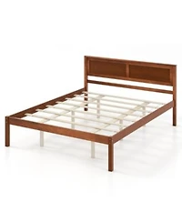 Slickblue Bed Frame With Wooden Headboard Slat Support