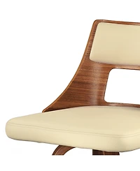 Simpli Home Dallyn Swivel Bar Stool (Set of 2) in Cream Pu Leather
