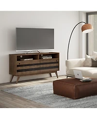 Simpli Home Clarkson Solid Acacia Wood Tv Stand in Rustic Natural Aged Brown For TVs up to 60 inches