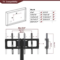 Streamdale Furniture Multi-Function Tv Stand Height Adjustable Bracket Swivel 3-Tier
