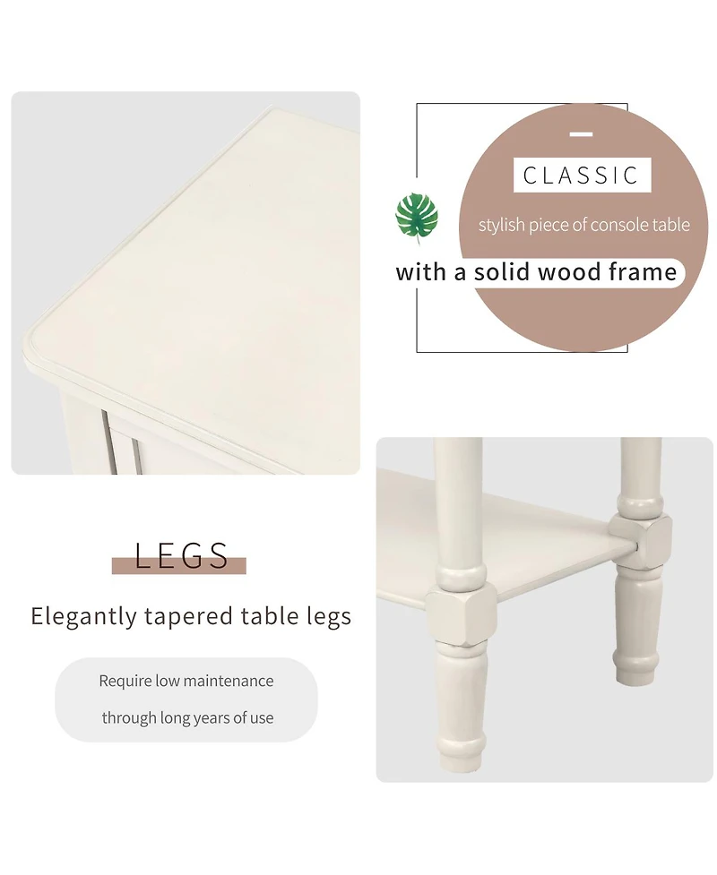 Simplie Fun Narrow Console Table, Slim Sofa Table With Three Storage Drawers And Bottom Shelf