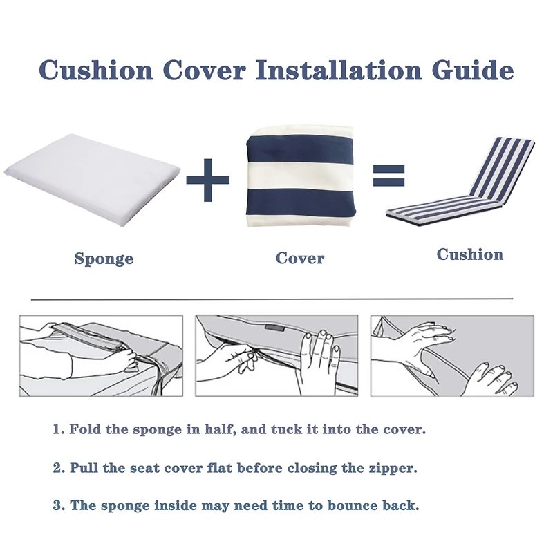 Simplie Fun 2 Pieces Set Outdoor Lounge Chair Cushion Replacement Patio Furniture Seat Cushion Chaise Lounge