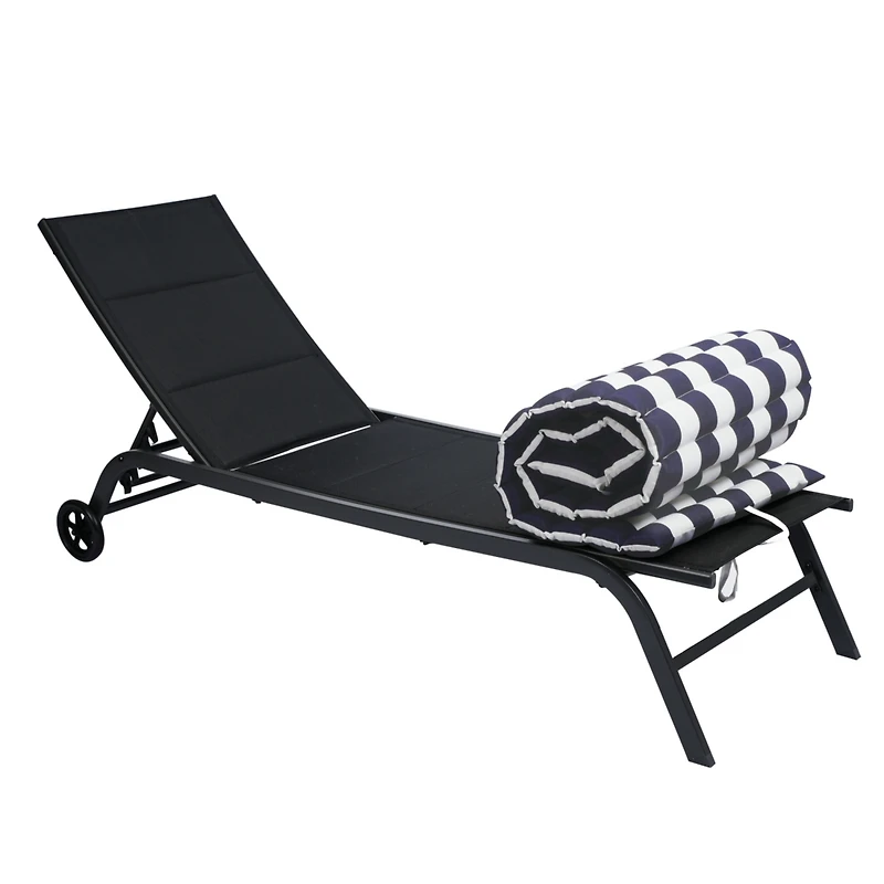 Streamdale Blue and White Lounge Chair Replacement Cushions Set
