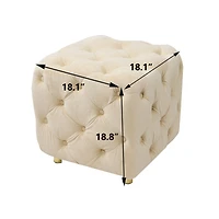 Streamdale Furniture Beige Velvet Ottoman & Table Set