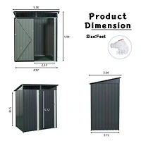 5FT X 3FT Outdoor Metal Storage Shed Transparent Plate Gray