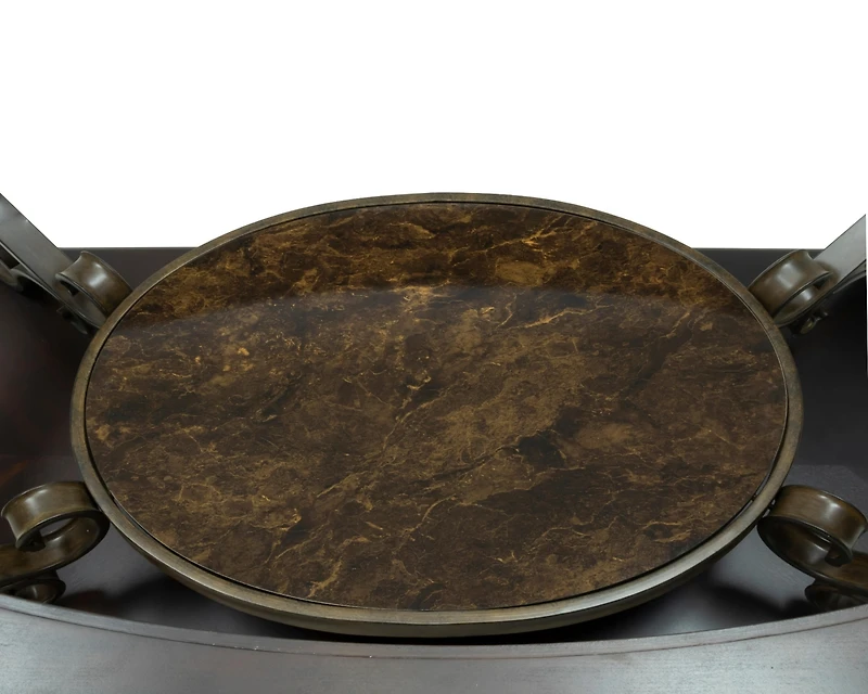 Cocktail Table, Glass table top, Mdf W/marble paper middle shelf, powder coat finish metal legs. (52"Lx32"Wx20"H)