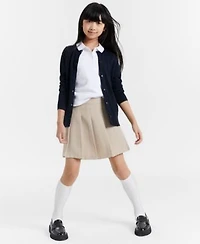 Nautica Big Girls Pointelle Stitching Cardigan Interlock Polo Shirt Pleated Scooter Skort