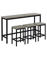 Simplie Fun Counter Height Extra Long Dining Table Set With 3 Stools Pub Kitchen Set Side Table With Foot