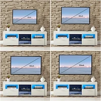 Simplie Fun Modern Tv Stand With Led Lights, High Glossy Front Tv Cabinet