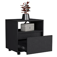 Simplie Fun Austin Nightstand, Casters, Single Drawer-Black