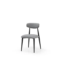 Streamdale Furniture Dining Chairs Set of 4, Curved Backrest Round Upholstered And Metal Frame, Grey
