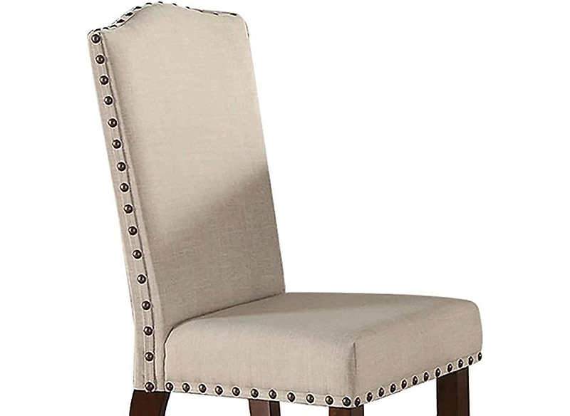 Streamdale Cream Upholstered Dining Chairs Set of 2 with Nailheads