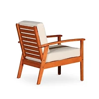 Simplie Fun Deep Seat Eucalyptus Chair, Natural Oil Finish, Dark Green Cushions