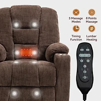 Streamdale Massage Recliner with Heat and Usb Ports for Elderly - Brown