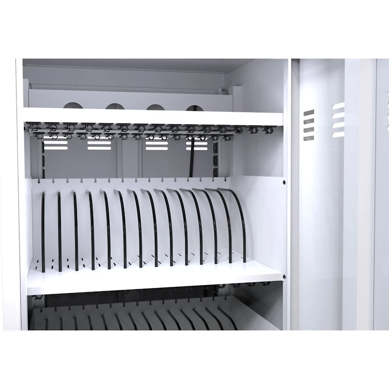 Simplie Fun Mobile Charging Cart And Cabinet For Tablets Laptops 32-Device(White)