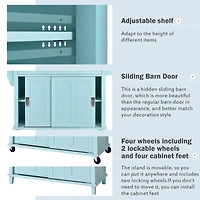Streamdale Rolling Mint Green Kitchen Cart with Drop-Leaf Countertop