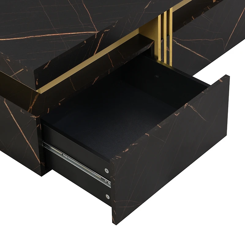 Streamdale Modern Black Square Storage Coffee Table With 4 Drawers