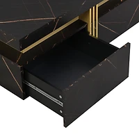 Streamdale Modern Black Square Storage Coffee Table With 4 Drawers