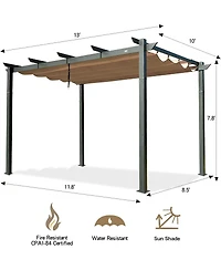 Streamdale Aluminum Pergola with Retractable Sun Shade
