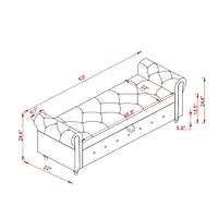 Streamdale Furniture 63" Bed Bench Cream White Fabric