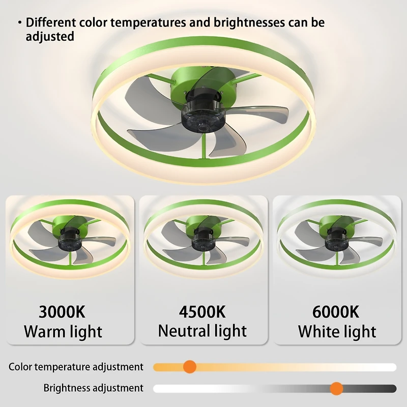 Streamdale Dimmable Led Ceiling Fans with Thin Modern Flushmount