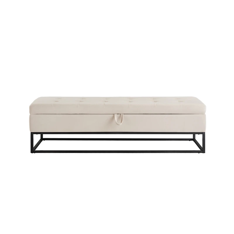 58.6" Bed Bench Metal Base with Storage Velvet