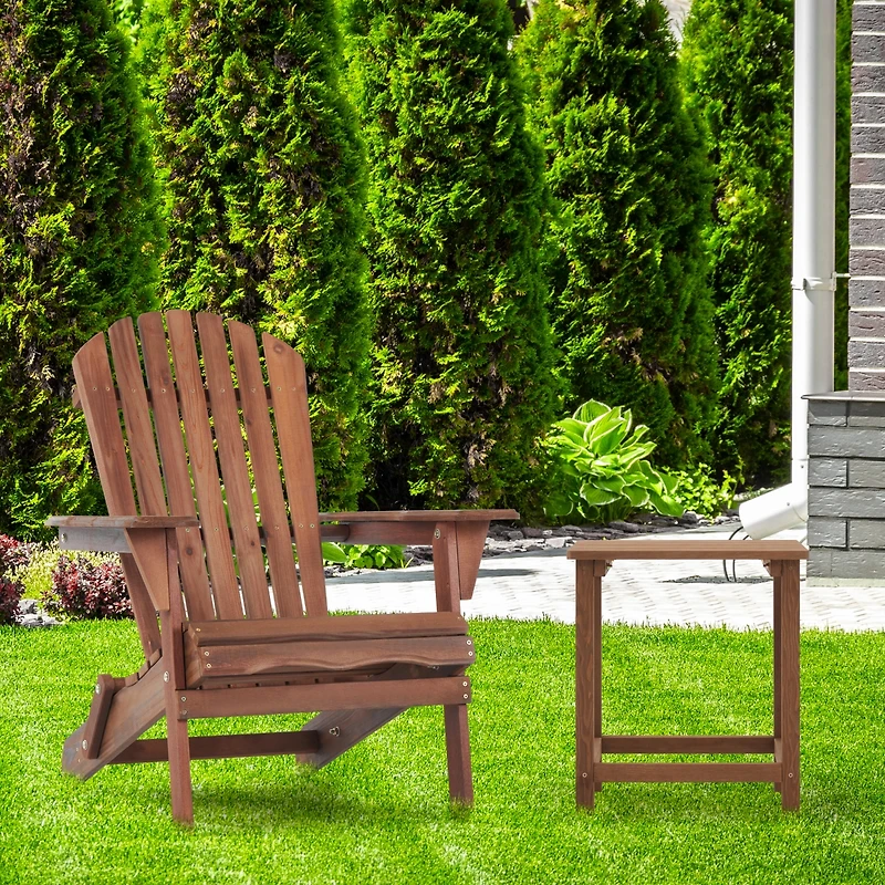 Streamdale Outdoor Folding Adirondack Chair Set - 2 Wood Lounge Chairs