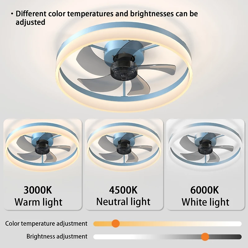 Streamdale Dimmable Led Ceiling Fan with Ultra-Thin Profile (Blue)