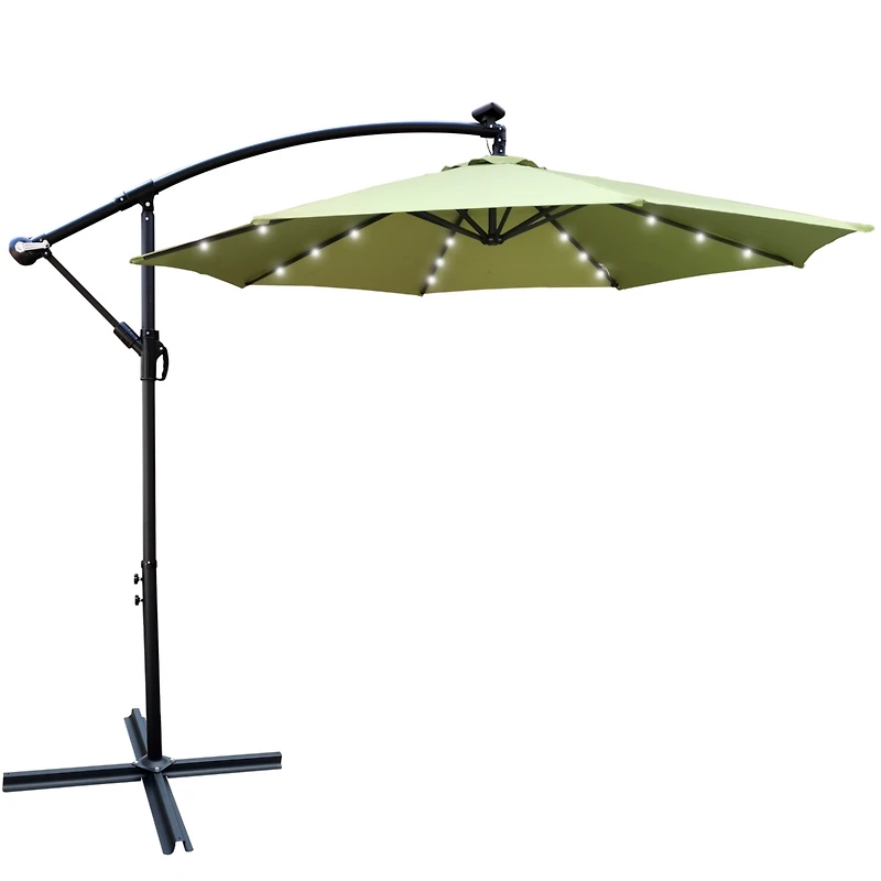 Simplie Fun 10 Ft Outdoor Patio Umbrella Solar Powered Led Lighted Sun Shade Market Waterproof 8 Ribs