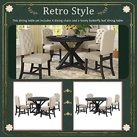 Streamdale Retro-Style Dining Set with Extendable Table & 4 Chairs