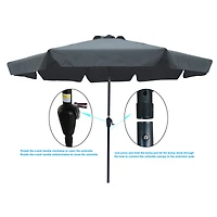 Streamdale Furniture Outdoor Patio Umbrella 10FT With Flap, 8 Pieces Ribs With Tilt An Crank, Without Base