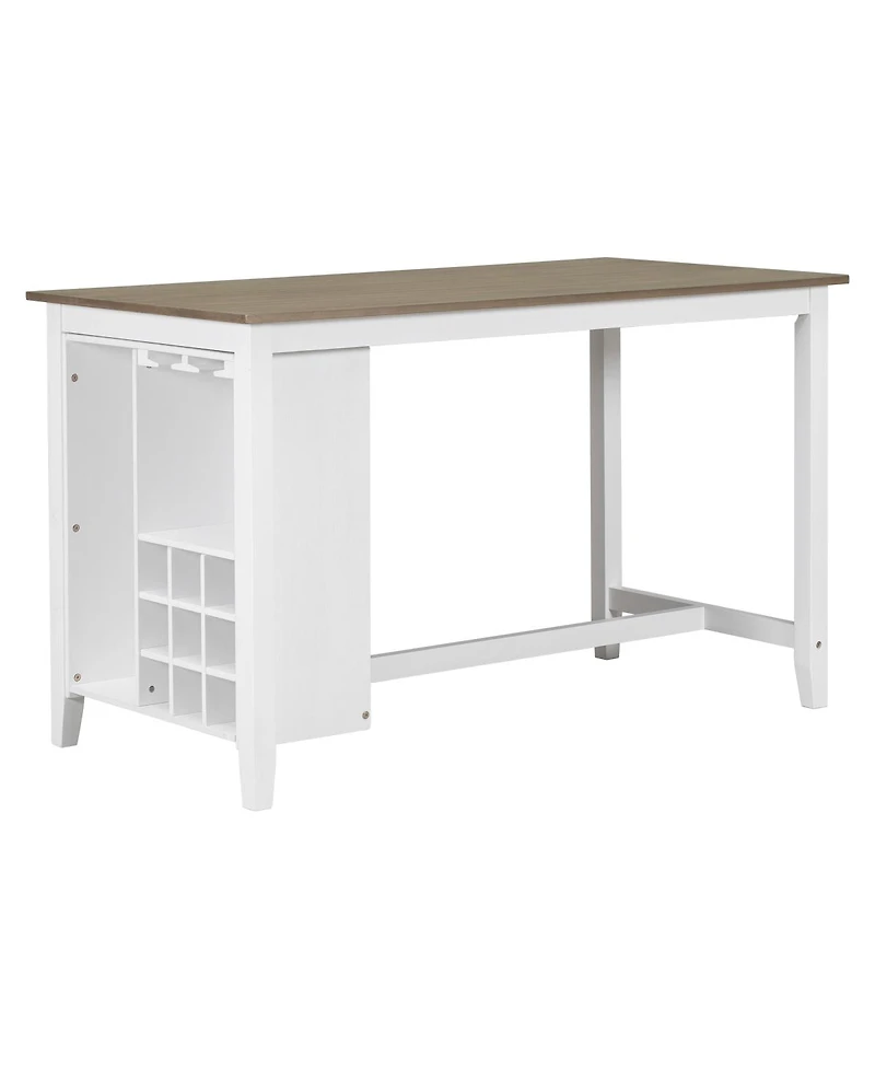 Simplie Fun 5-Piece Multi-Functional Rubberwood Counter Height Dining Set With Padded Chairs