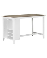 Simplie Fun 5-Piece Multi-Functional Rubberwood Counter Height Dining Set With Padded Chairs