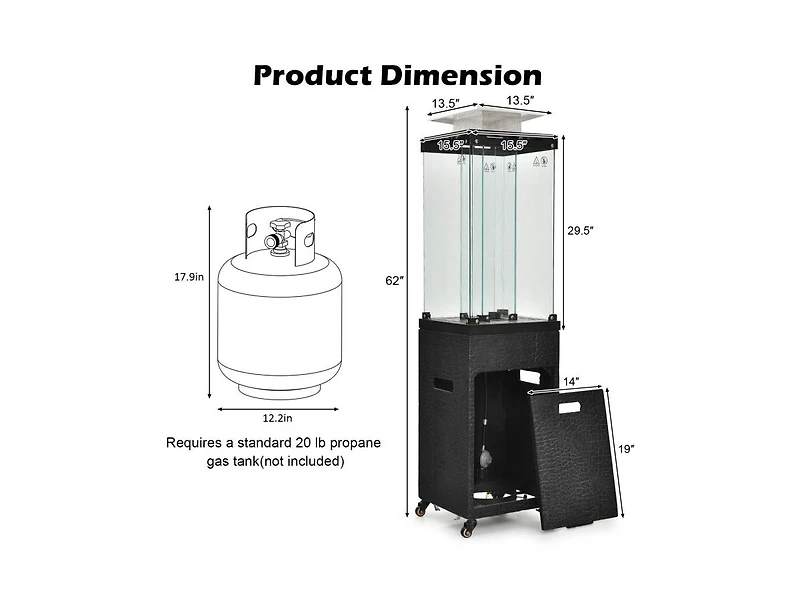 Slickblue 41 000 Btu Propane Patio Heater with Metal Hood