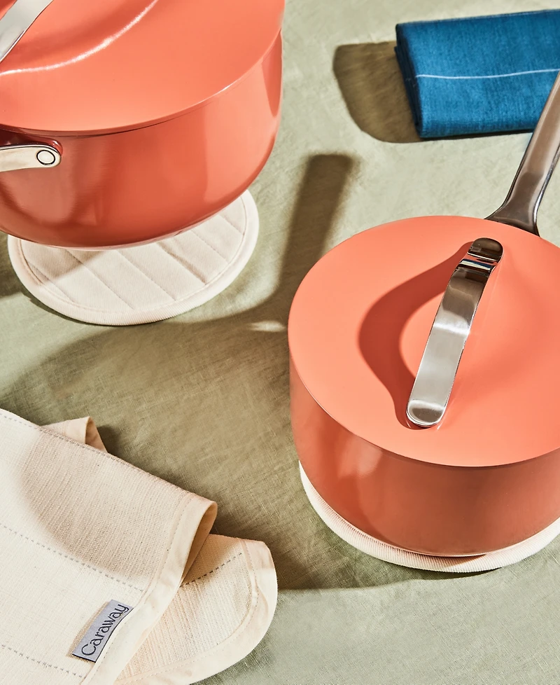 Caraway 2-Piece Cotton Solid-Color Round Potholder Set