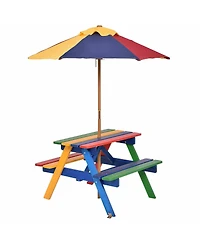 Slickblue Outdoor 4-Seat Kid's Picnic Table Bench with Umbrella