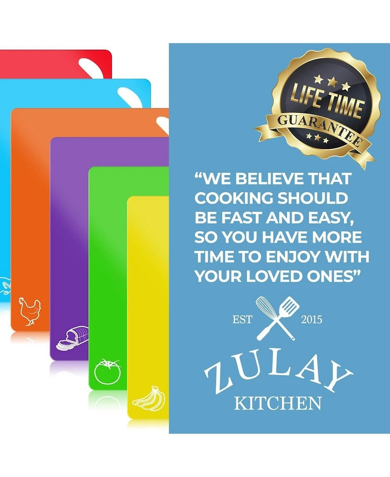 Extra Thick Plastic Cutting Boards - Flexible & Non-Slip, 6 Colors