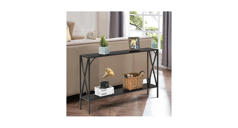 Slickblue 2 Tier Narrow Accent Side Entryway Metal Frame Console Table