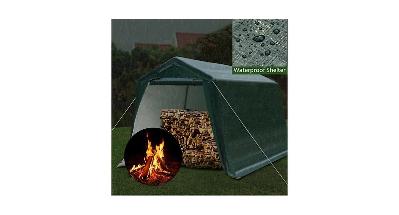 Slickblue Outdoor Carport Shed with Sidewalls and Waterproof Ripstop Cover