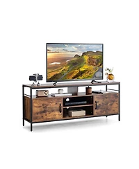 Slickblue 58 Inch Industrial Tv Stand with Cabinets and Adjustable Shelf for TVs up to 65 Inch-Rustic Brown
