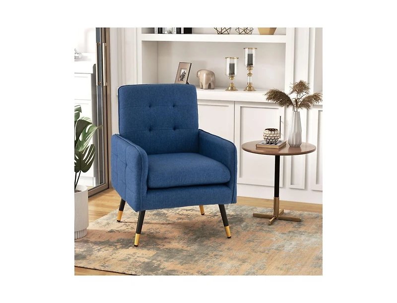 Slickblue Linen Fabric Accent Chair with Removable Seat Cushion