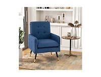 Slickblue Linen Fabric Accent Chair with Removable Seat Cushion