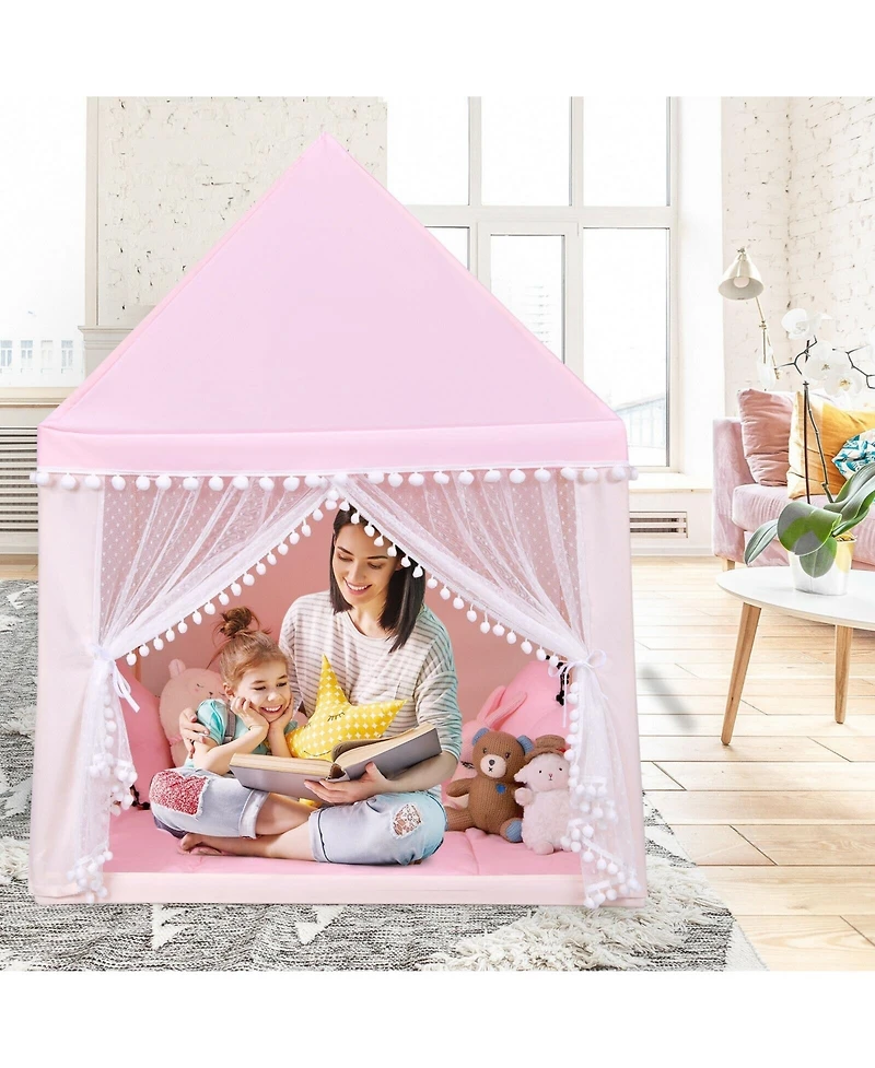 Slickblue Kids Play Tent Large Playhouse Children Play Castle Fairy Tent Gift with Mat