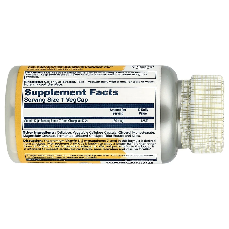 Solaray Triple Strength Vitamin K-2 Menaquinone-7 150 mcg - 30 VegCaps