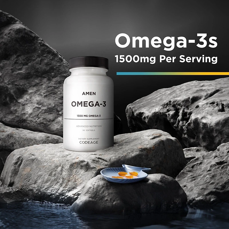 Amen Omega-3 Supplement - 1500mg High-Potency Daily Omega 3 - Epa and Dha Fatty Acids Fish Oil - 45-Day Supply - Omega 3 Fatty Acid Supplements