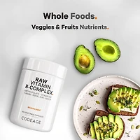 Raw Vitamin B-Complex Supplement - Essential B Vitamins with Probiotics, Digestive Enzymes, Fruits & Vegetables - 2-Month Supply - Methylfolate