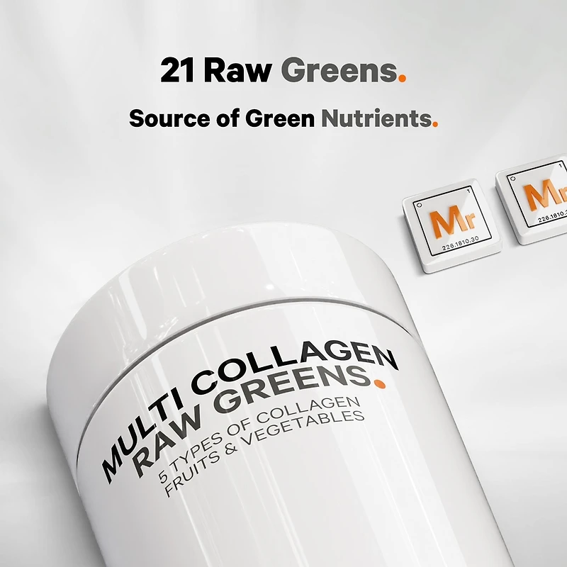 Codeage Multi Collagen Protein + Organic Raw Greens Superfood Capsules Supplement, 21 Fruits & Veggies, Grass-Fed Hydrolyzed Collagen Peptides, 5 Type