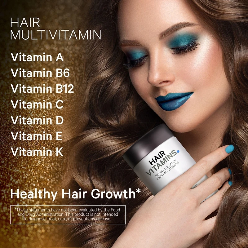 Codeage Hair Vitamins 10000 mcg Biotin, Keratin, Collagen, Vitamin A, B12, C, D3, E, Zinc, Turmeric, Probiotics, Enzymes, Inositol