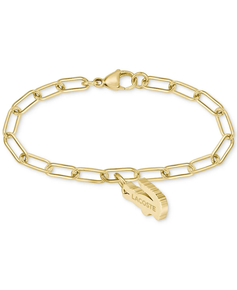 Lacoste Multicolor Crystal Crocodile Paperclip Link Chain Bracelet