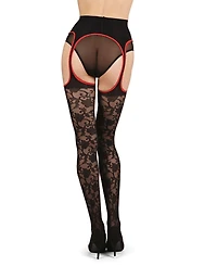 MeMoi Women's Secret Garden Suspender 30 Denier Sheer Pantyhose